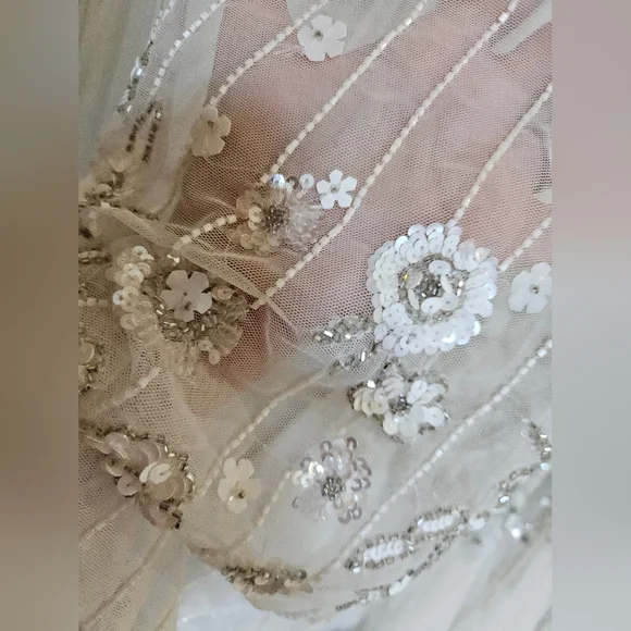 Ivory & White Beaded Gown - Picture 8 of 16